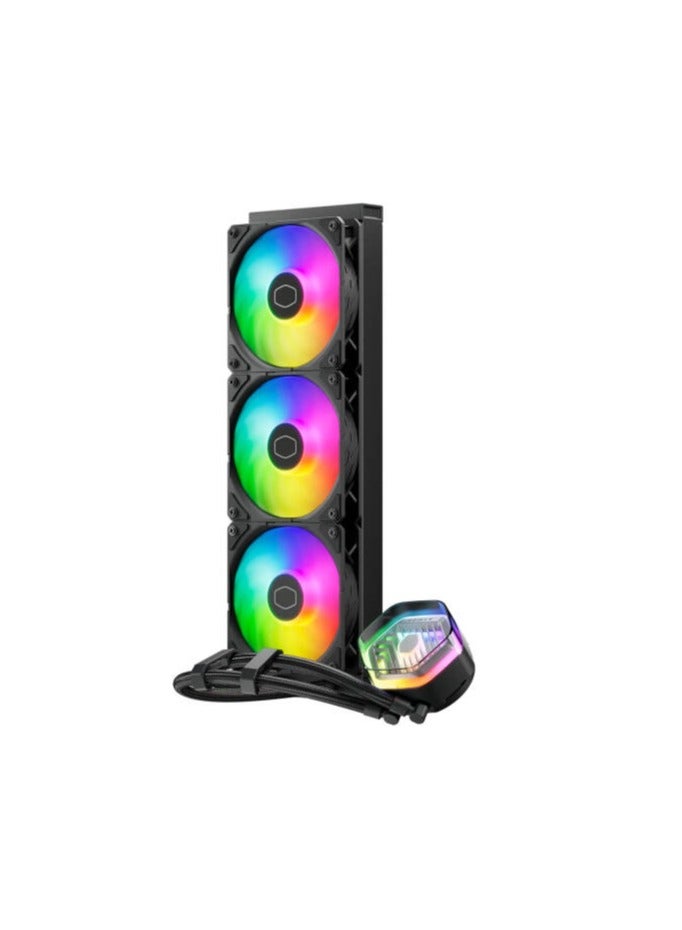 كولر ماستر MasterLiquid 360 Atmos ARGB Close-Loop AIO Liquid Cooler, Customize Pump, SickleFlow Edge PWM Fans, 360mm Radiator, CryoFuze, AM5/AM4, LGA1700/1851/1200, Black | MLX-D36M-A25PZ-R1  - Image 2