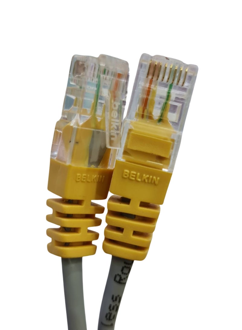 بيلكين Copper Patch Cable Cat.6 UTP 0.5m Ethernet Patch Internet Cable Grey & Yellow grey  - Image 2