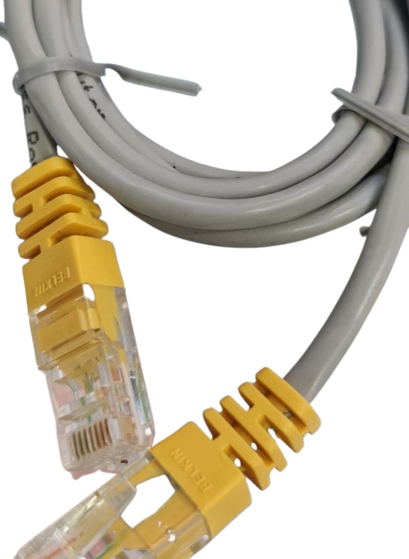 بيلكين Copper Patch Cable Cat.6 UTP 0.5m Ethernet Patch Internet Cable Grey & Yellow grey  - Image 4