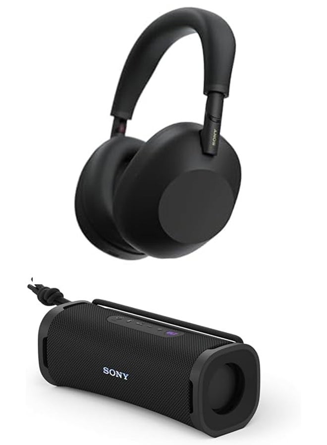 Sony - WH-1000XM6 Wireless Over-Ear Noise Cancelling Headphones – Hi-Res Audio, Foldable Design, 30-Hour Battery, Bluetooth Multipoint + ULT10 Speaker - Black - Image 1