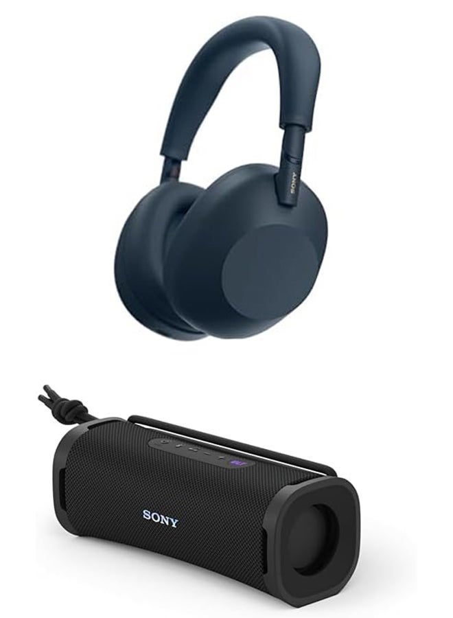 Sony - WH-1000XM6 Wireless Over-Ear Noise Cancelling Headphones – Hi-Res Audio, Foldable Design, 30-Hour Battery, Bluetooth Multipoint + ULT10 Speaker - Blue - Image 1