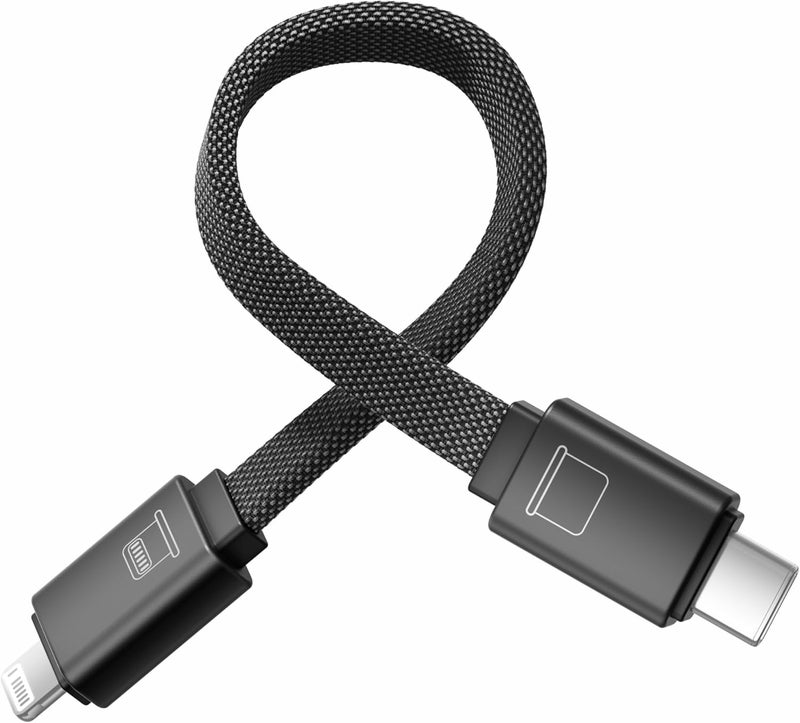 ROMOSS USB-C TO LIGHTNING 3A DATA CHARGING NYLON BRAIDED CABLE 15CM - BLACK - Image 1