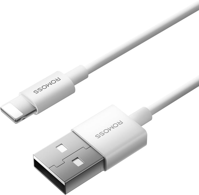 ROMOSS USB-A TO LIGHTNING 2.4A DATA CHARGING TPE CABLE 1M - WHITE - Image 1