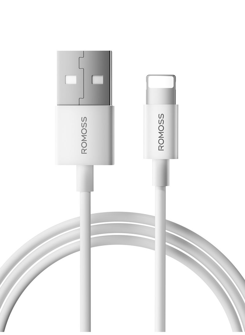 ROMOSS USB-A TO LIGHTNING 2.4A DATA CHARGING TPE CABLE 1M - WHITE - Image 2