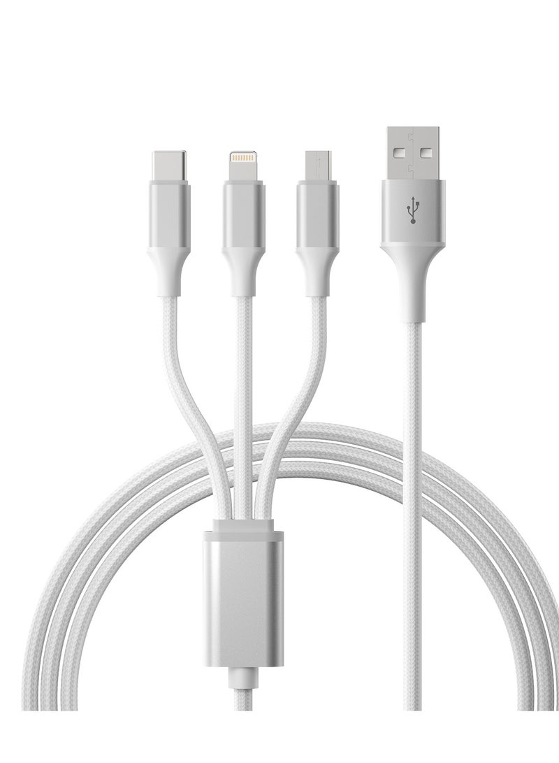ROMOSS 3 IN 1 LIGHTNING/MICRO/USB-C TO USB 3.5A NYLON BRAIDED CABLE 1M - GREY - Image 4