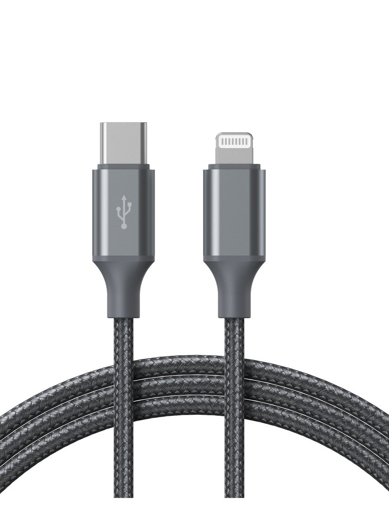ROMOSS USB-C TO LIGHTNING 3A DATA CHARGING NYLON BRAIDED CABLE 1M - GREY - Image 3