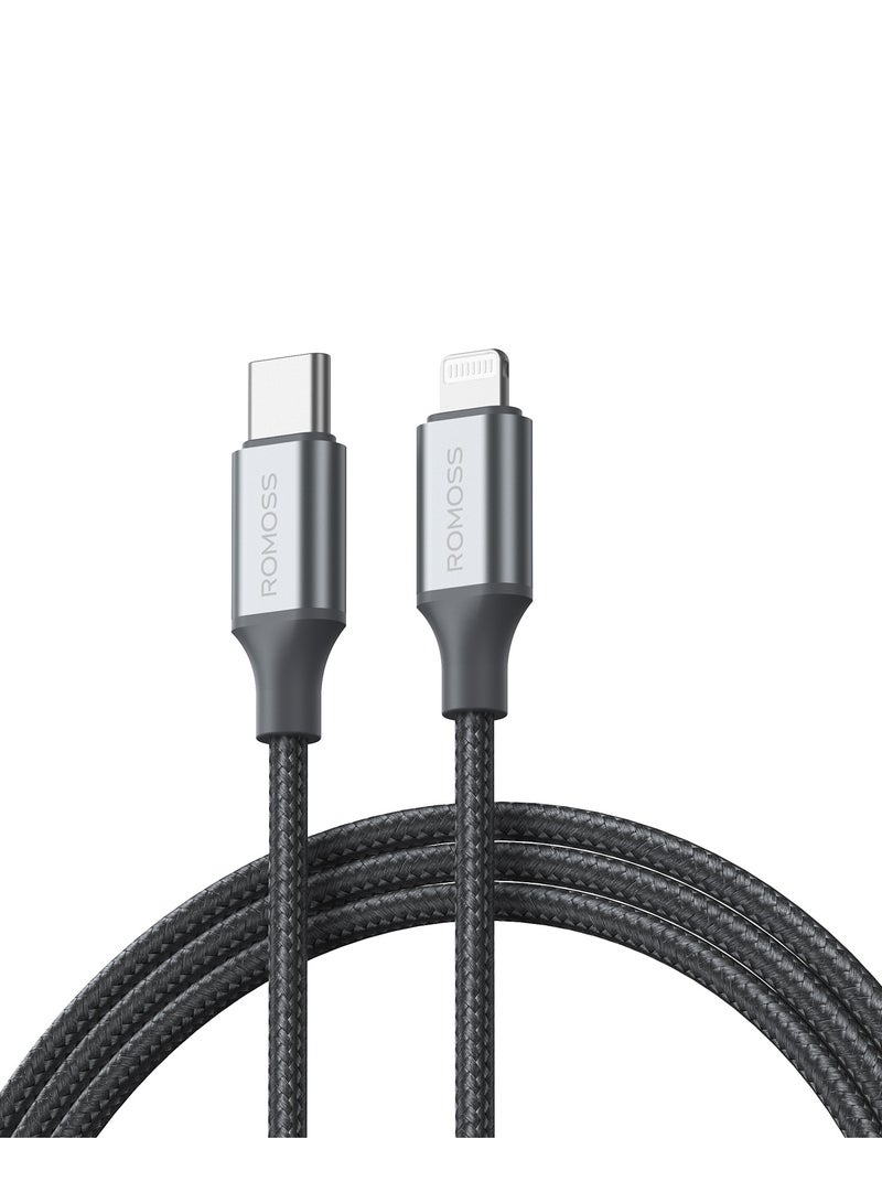 ROMOSS USB-C TO LIGHTNING 3A DATA CHARGING NYLON BRAIDED CABLE 1M - GREY - Image 4