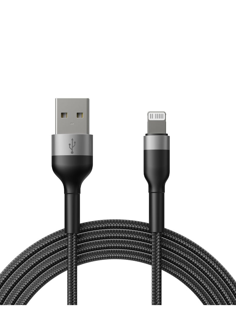 ROMOSS USB-A TO LIGHTNING 2.4A DATA CHARGING NYLON BRAIDED CABLE 2M - BLACK - Image 4