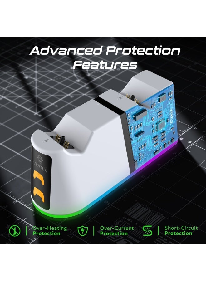 VERTUX PS5 Controller Charging Station with Dual Click-In Slots, RGB Lights and LED Battery Indicator, DuoDock-PS5 - Image 4