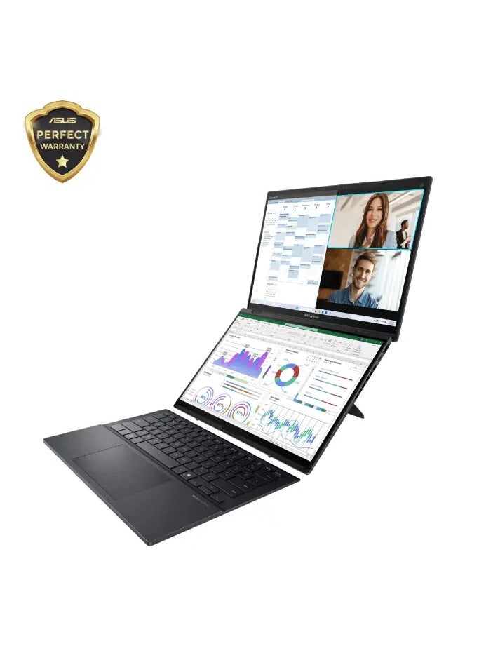 ASUS "ASUS Zenbook Duo LAPTOP UX8406CA-PZ062W Intel® Core™ Ultra 7 -Windows 11 Home 14.0-inch 3K (2880 x 1800) OLED 16:10 aspect ratio LPDDR5X 32GB 1TB M.2 NVMe™ PCIe® 4.0 SSD -COLOR Inkwell Gray      " English/Arabic Inkwell Gray  - Image 3
