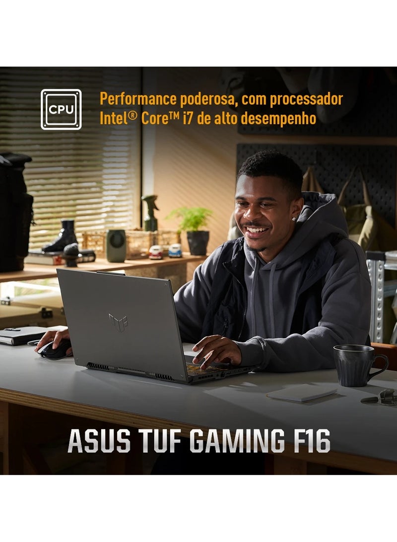 أسوس - Notebook ASUS TUF Gaming F16 FX607VU- RL007W-I7 13620H RTX 4050 16GB RAM 512GB SSD- Win11 English/Arabic Mecha Gray - Image 1