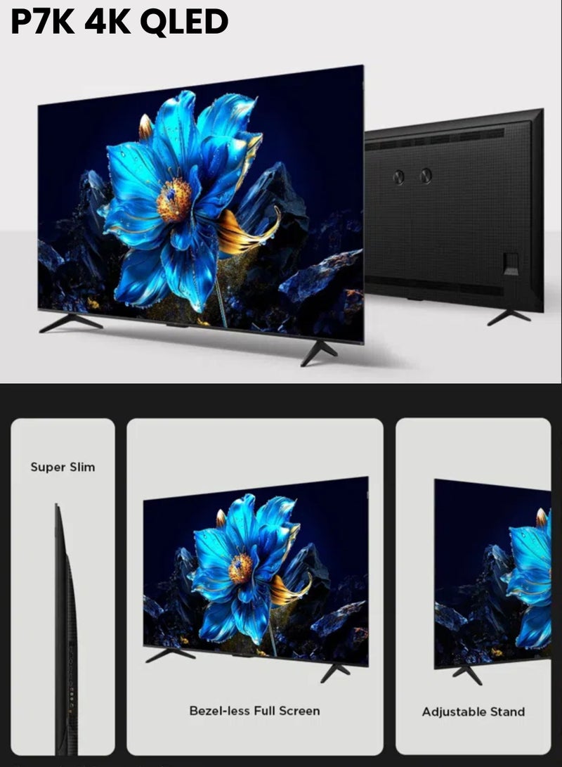 TCL 65-Inch P7K QLED 4K Smart TV + 2.0 Channel Premium Soundbar | [Google TV, AiPQ Processor, 60Hz, HDR10+, MEMC, Slim Uni-body] + [HDMI (ARC), USB, Bluetooth, FM Station, Aux] - (2025 Model) 65P7K+SOUNDBAR Black  - Image 4