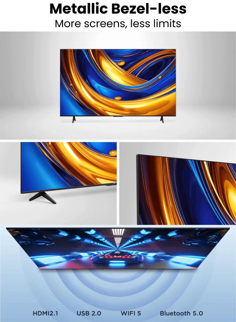 TCL 55-Inch P655 UHD LED 4K Smart TV + 2.0 Channel Premium Soundbar | [Google TV, AiPQ Processor, 60Hz, HDR10, Metallic Bezel-less body] + [HDMI (ARC), USB, Bluetooth, FM Station, Aux] - (2024 Model) 55P655+SOUNDBAR Black  - Image 5