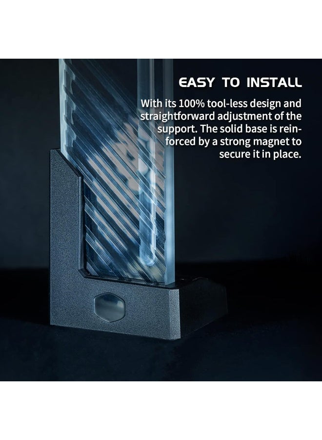 كولر ماستر - ARGB GPU Holder – Tempered Glass, Universal Bracket, Multi-Orientation (MCA-U000R-GSBTG-00) Black/Clear - Image 1