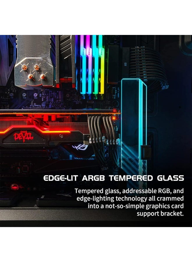 كولر ماستر - ARGB GPU Holder – Tempered Glass, Universal Bracket, Multi-Orientation (MCA-U000R-GSBTG-00) Black/Clear - Image 1