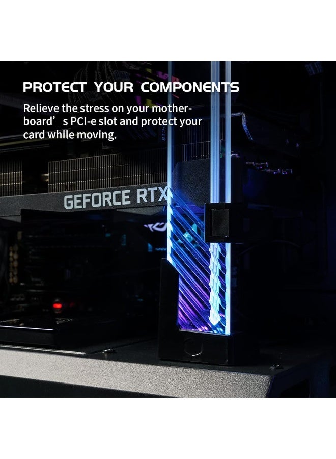 كولر ماستر ARGB GPU Holder – Tempered Glass, Universal Bracket, Multi-Orientation (MCA-U000R-GSBTG-00) Black/Clear  - Image 5