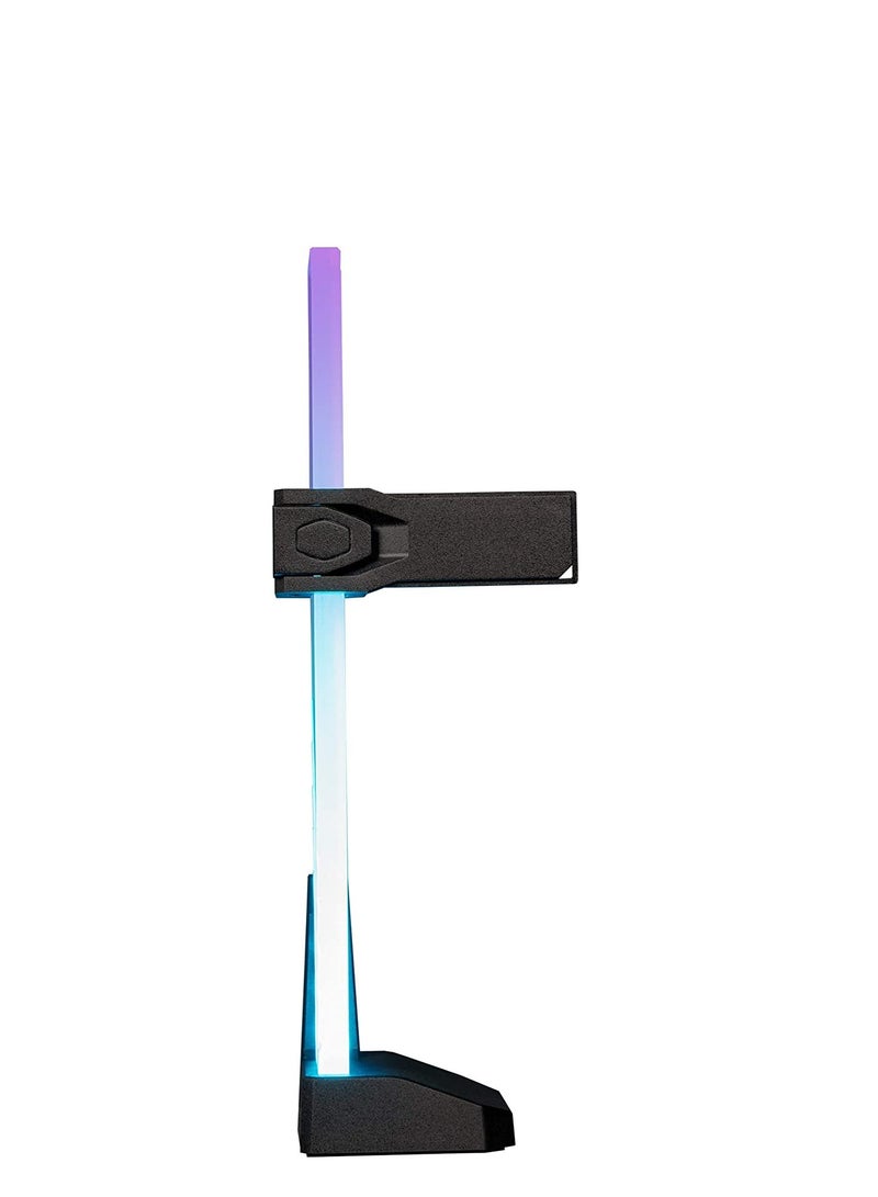 كولر ماستر ARGB GPU Holder – Tempered Glass, Universal Bracket, Multi-Orientation (MCA-U000R-GSBTG-00) Black/Clear  - Image 2