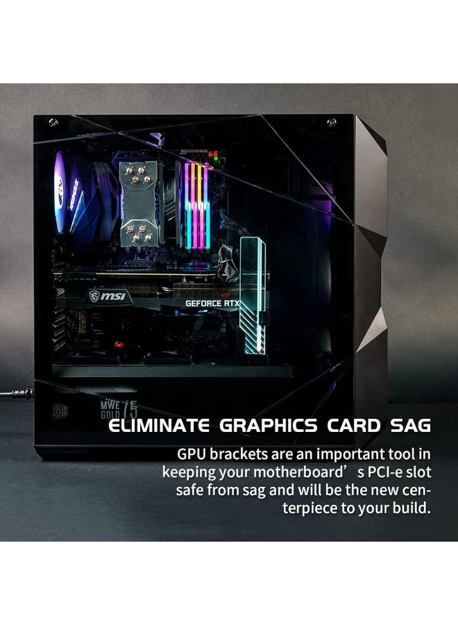 كولر ماستر - ARGB GPU Holder – Tempered Glass, Universal Bracket, Multi-Orientation (MCA-U000R-GSBTG-00) Black/Clear - Image 1