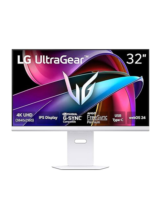LG 32G810SA-W 32-inch Ultragear 4K UHD (3840 x 2160) IPS Gaming Monitor, 144Hz, 1ms, NVIDIA G-Sync Compatible, AMD FreeSync Premium, VESA DisplayHDR 400, HDMI, DisplayPort, USB Type-C, White - Image 1