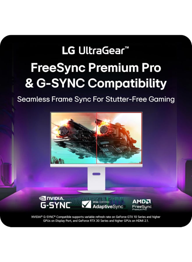 LG 32 inch Ultragear 4K UHD (3840 x 2160) IPS Gaming Monitor, 144Hz, 1ms, NVIDIA G-Sync Compatible, AMD FreeSync Premium, VESA DisplayHDR 400, HDMI, DisplayPort, USB Type-C, 32G810SA-W White - Image 4