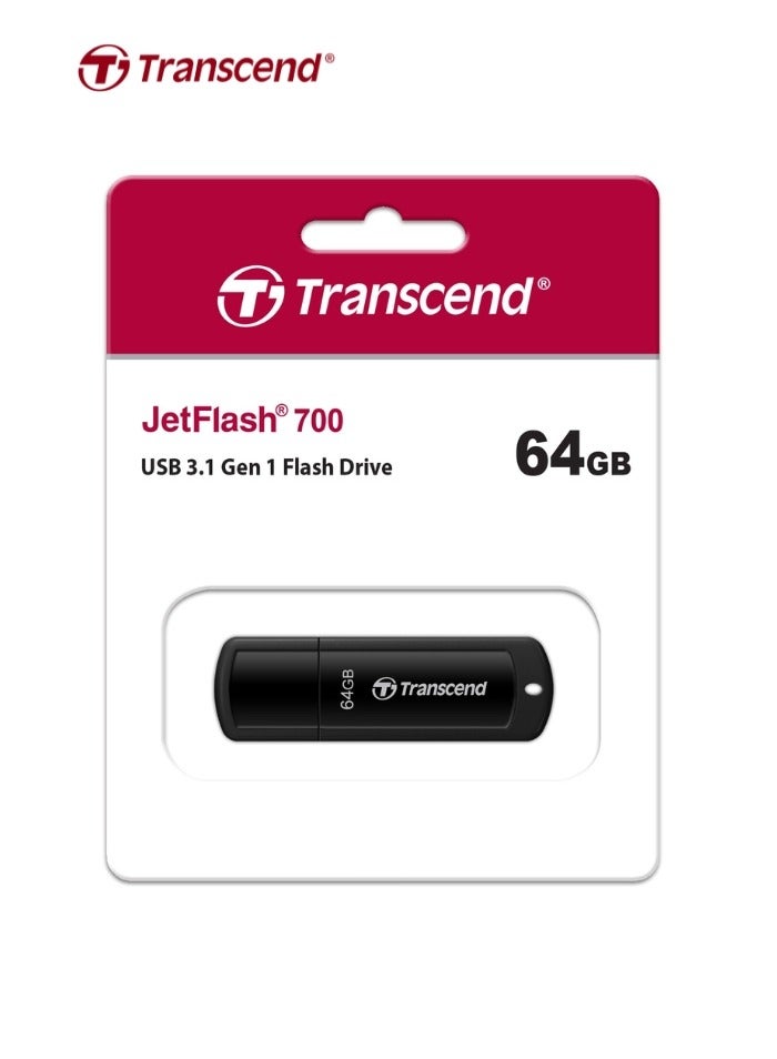ترانسيند 64GB USB 3.1 Gen 1 Flash Drive | JetFlash 700 | TS64GJF700 64 GB  - Image 3