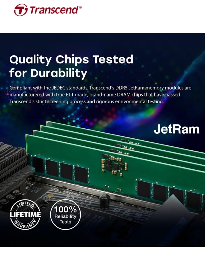 JetRAM 32GB DDR5 5600 Mhz | SO-DIMM | CL46 1.1V | JM5600ASE-32G | Laptop Memory RAM 7cm green
