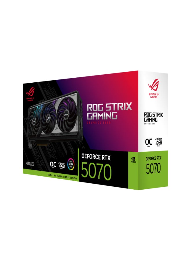 ASUS ROG Strix GeForce RTX 5070 OC Edition 12GB GDDR7 Gaming Graphics Card, PCIe 4.0, 2512MHz Boost, 192-bit, DLSS 4, Ray Tracing, HDMI 2.1, DP 2.1, Axial-Tech Fans, RGB, Dual BIOS, 16-pin Power, GPU Tweak III, 3.2-Slot Design | 90YV0M80-M0NA00 - Image 2