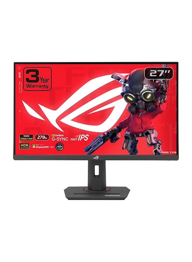 ASUS ROG Strix XG27ACMG 27" QHD (2560x1440) Fast IPS Gaming Monitor, 270Hz (OC), 1ms GTG, 400 nits HDR10, 95% DCI-P3, G-SYNC & FreeSync Premium, ELMB Sync, DisplayPort 1.4, HDMI 2.1, USB-C (15W PD), 3.5mm Audio Out, Aura Sync RGB, Height/Tilt/Swivel/Pivot Adjustable, VESA Mount, Tripod Socket | 90LM0A60-B01370 Black  - Image 1