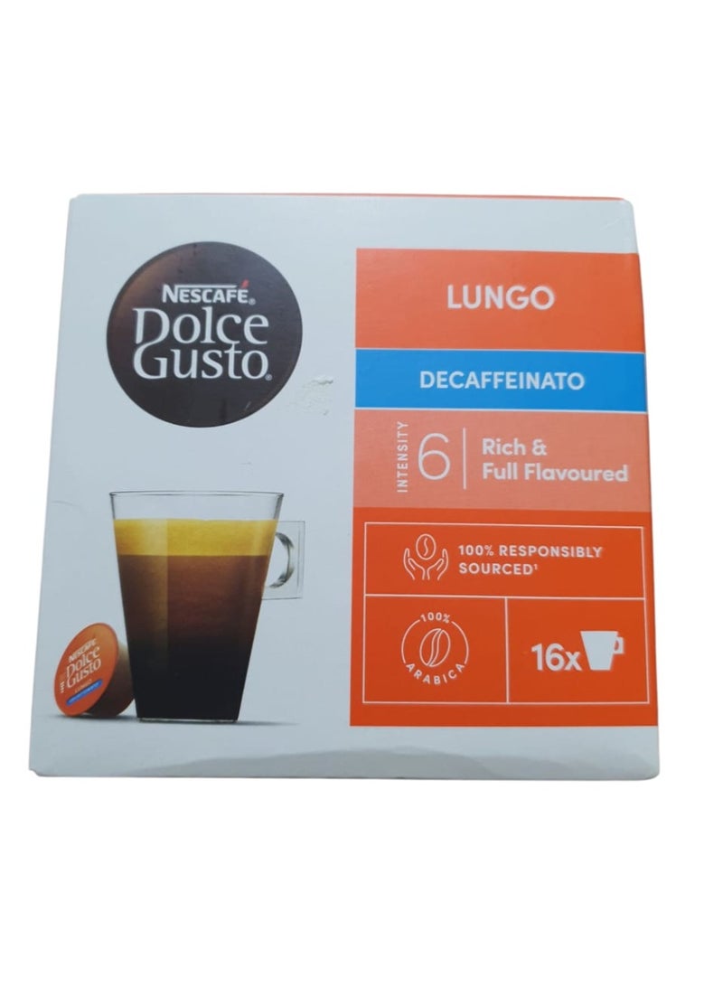 Nescafe NESCAFÉ LUNGO DOLCE GUSTO DECAF 112grams Pack of 16 