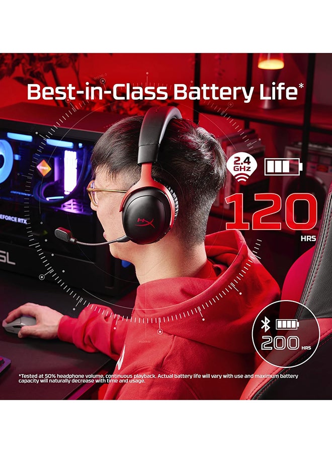 HYPERX Cloud III S Wireless Gaming Headphones, 53mm Angled Drivers, Memory Foam Padding, Premium Leatherette Surface, Electret Condenser Microphone, Polar Pattern, Black/Red | A59Z0AA - Image 2