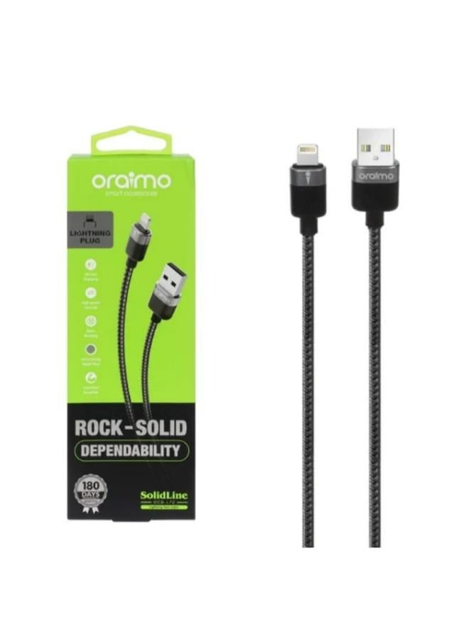Oraimo SolidLine Mobile Phone USB Cables, 5V 2A Cable Fast Charging USB To Lightning Cable 1M Cable, Bend Resistant And High Transfer Speed Black  - Image 2