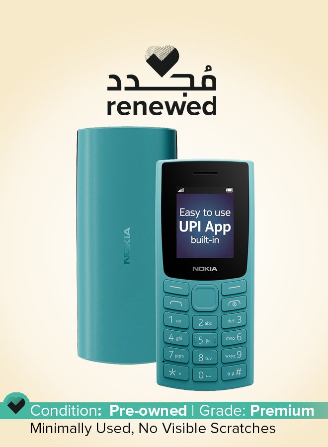 NOKIA Renewed - 105 Single SIM Keypad Phone Cyan - International Version - Image 1