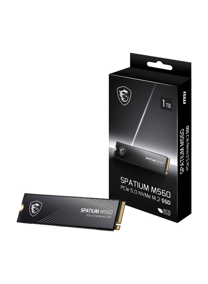 MSI SPATIUM M560 PCIe 5.0 NVMe M.2 Internal SSD, 1TB Capacity, Up to 10200 MB/s Sequential Read & 8400 MB/s Sequential Write Speed, 600 TBW, 3D NAND Flash Memory 1 TB  - Image 1