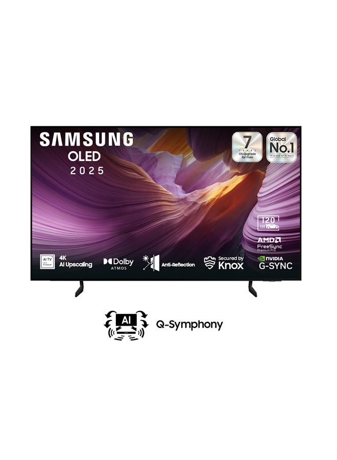Samsung 55 Inch, 4K AI Upscaling 2025 OLED TV, 120Hz, Anti-Reflection, Dolby Atmos, Operating System Tizen, Model Year 2025, 2 Year Warranty - QA55S85FAEXSA Titan Black - Image 1