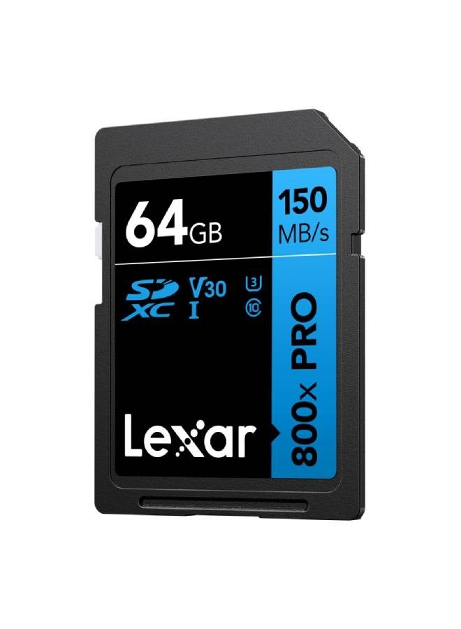 ليكسار Lexar 800x Pro SDXC UHS-1 64GB 150MB/s V30 (LSD0800P64G-BNNNG) 64 GB  - Image 2