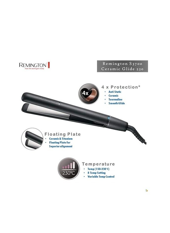 ريمنغتون Ceramic Glide 230 Titanium ceramic straightner S3700 black  - Image 2