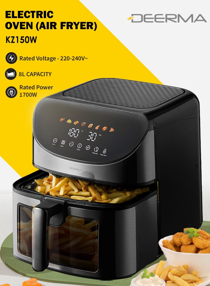 Deerma Multi-Oven Air Fryer 8L, Versatile 8 Preset Modes for Baking, Roasting, Grilling, and Frying with Ergonomic Touch Screen 8 L 1700 W DEM-KZ150W BLACK  - Image 1