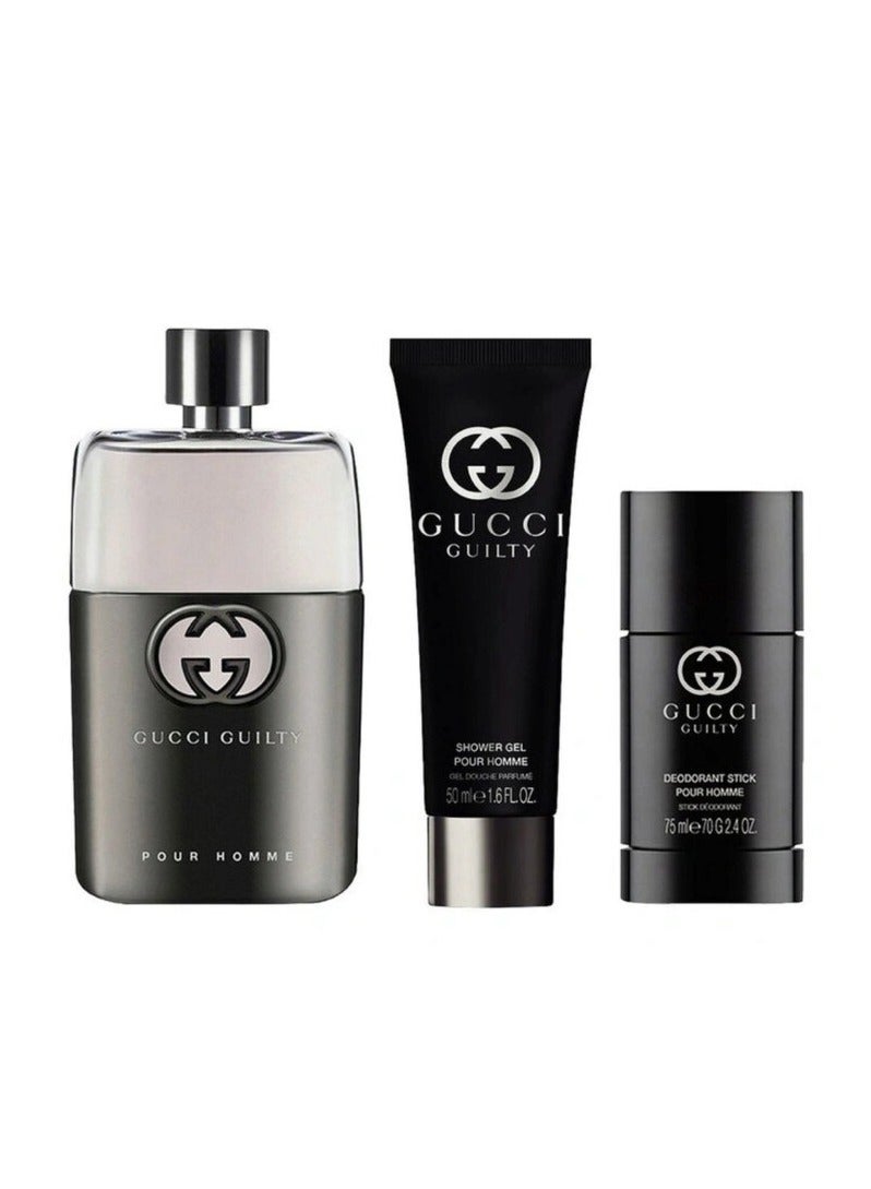 غوتشي Guilty Pour Homme Eau de Toilette 90ml + Deodorant 75ml + Shower Gel 50ml Set 90+75+50ml  - Image 2
