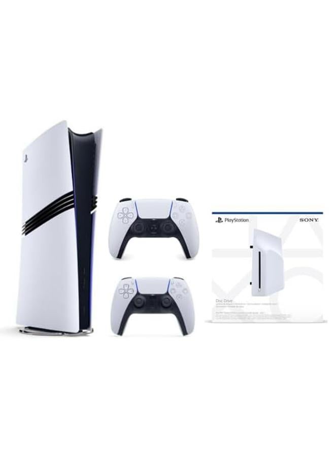 Sony PlayStation 5 PRO Digital Console [NEW 2024 Model] with Extra Dual Sense White Controller + Disc Drive - Bundle - International Version - Image 1
