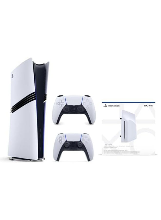 Sony PlayStation 5 PRO Digital Console [NEW 2024 Model] with Extra Dual Sense White Controller + Disc Drive - Bundle - International Version - Image 1