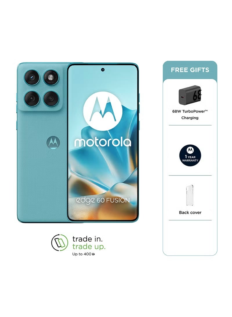 موتورولا Edge 60 Fusion 5G Dual SIM Pantone Amazonite 12GB RAM 256GB With Free Gift Moto 68W Charger Turbo - Middle East Version - Image 1