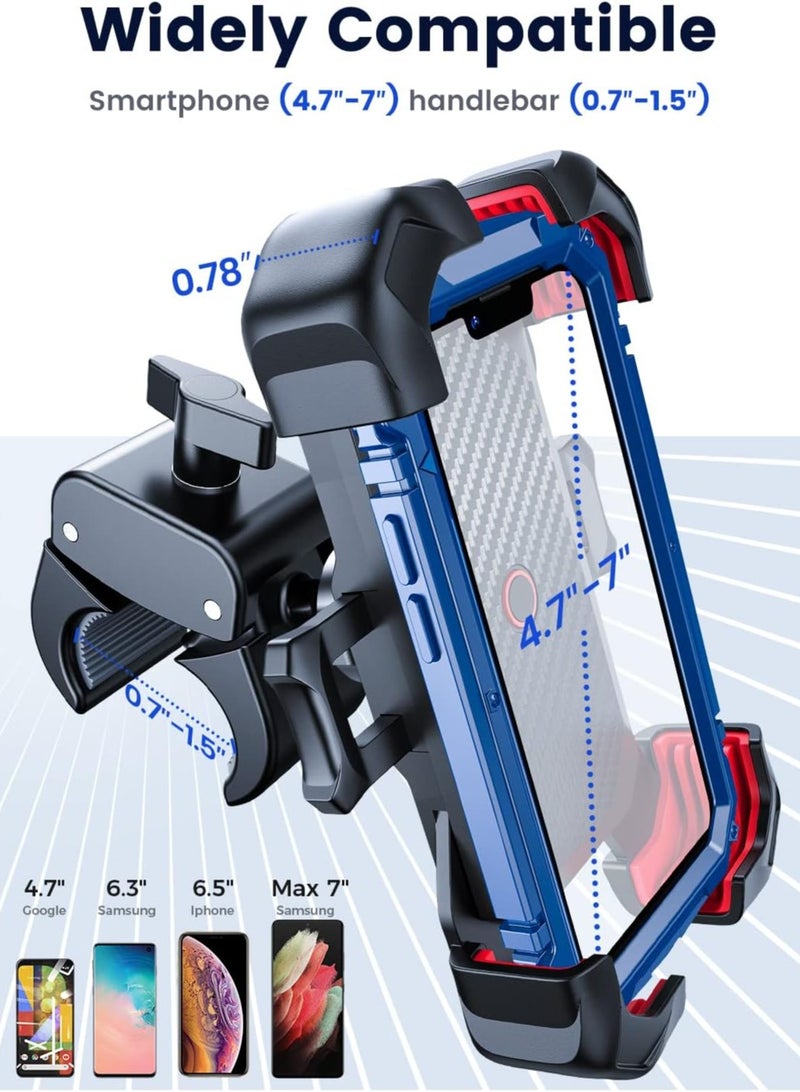 JOYROOM Universal Bike & Motorcycle Phone Holder Mount – One-Hand Auto Lock, Anti-Shake 4-Claw Grip, 360° Rotation, Quick Release Cradle, Shockproof, Waterproof, Heat-Resistant, Anti-Slip Silicone Pads, Fits All Smartphones (4.7″–7″), For Bicycles, Scooters, Motorcycles, E-Bikes & Strollers Black - Image 5