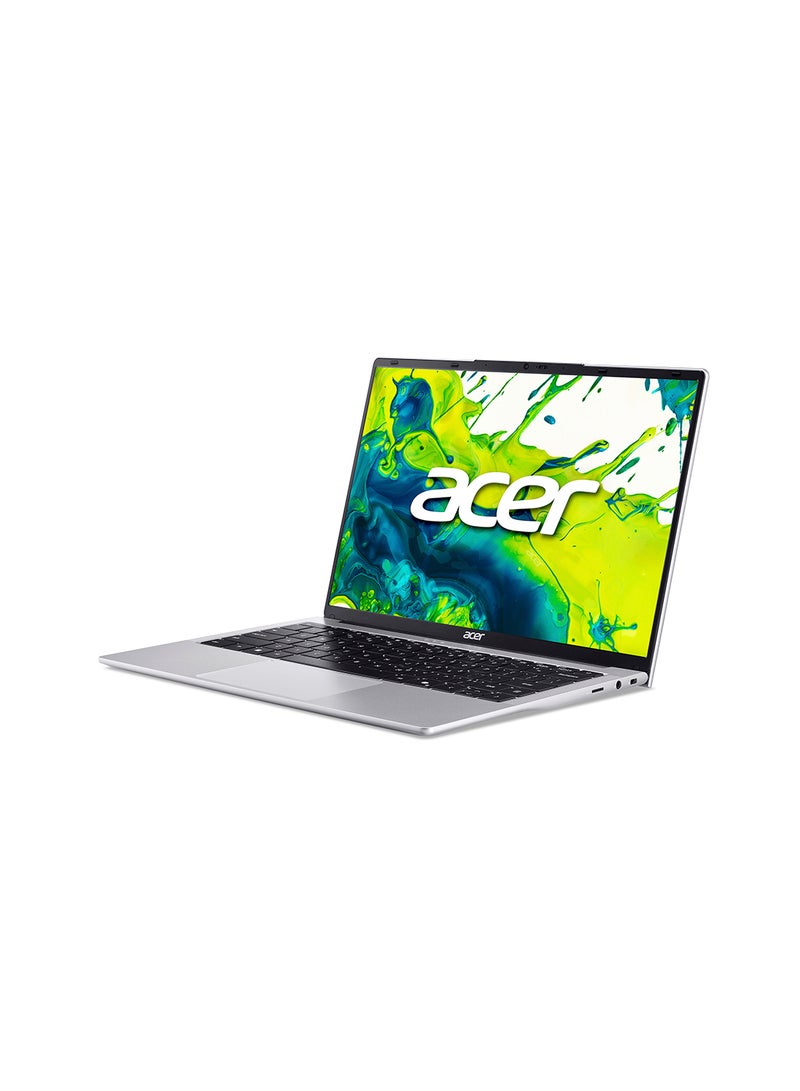 أيسر - Aspire Lite AL14 Laptop With 14-Inch Display, Core 3-N355 Processor/8GB RAM/512GB SSD/Intel Iris Xe Graphics/Windows 11 Home English/Arabic Light Silver - Image 1