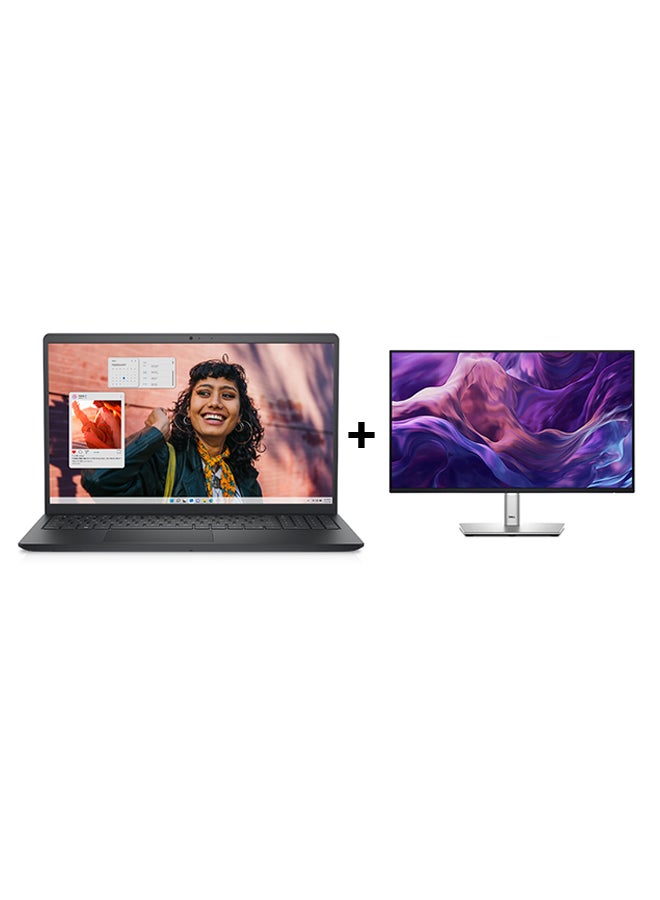 2024 Inspiron 3530 Think & Light (Upgraded Version) Laptop With 15.6Inch Full HD (1920x1080) Display,Core i5-1334U Processor/8GB RAM DDR4/512GB SSD/Intel UHD Graphics/Windows 11+DELL 24 Inch P2425H Full HD IPS Monitor, 100Hz,5ms English/Arabic Black