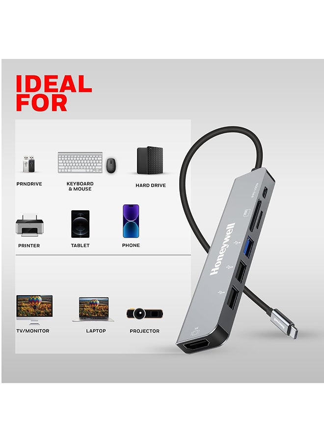 Renewed - 7-in-1 Type C Docking Station Grey/Black