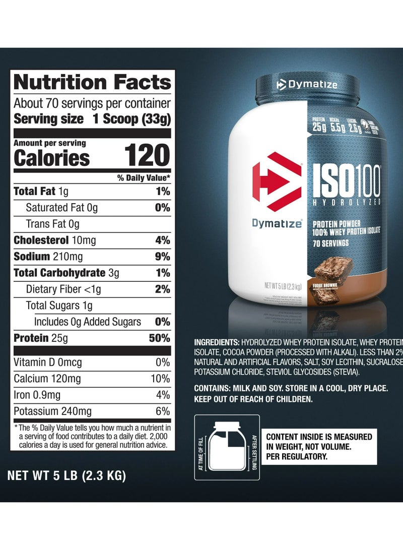 Dymatize ISO 100 Whey Protein Isolate Powder Fudge Brownie 5 lbs  - Image 5