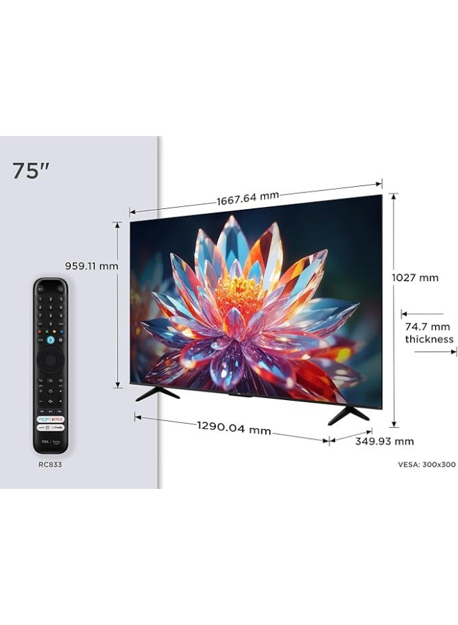 TCL 75-Inch 4K QLED 60Hz Google TV 75T6C Black  - Image 3
