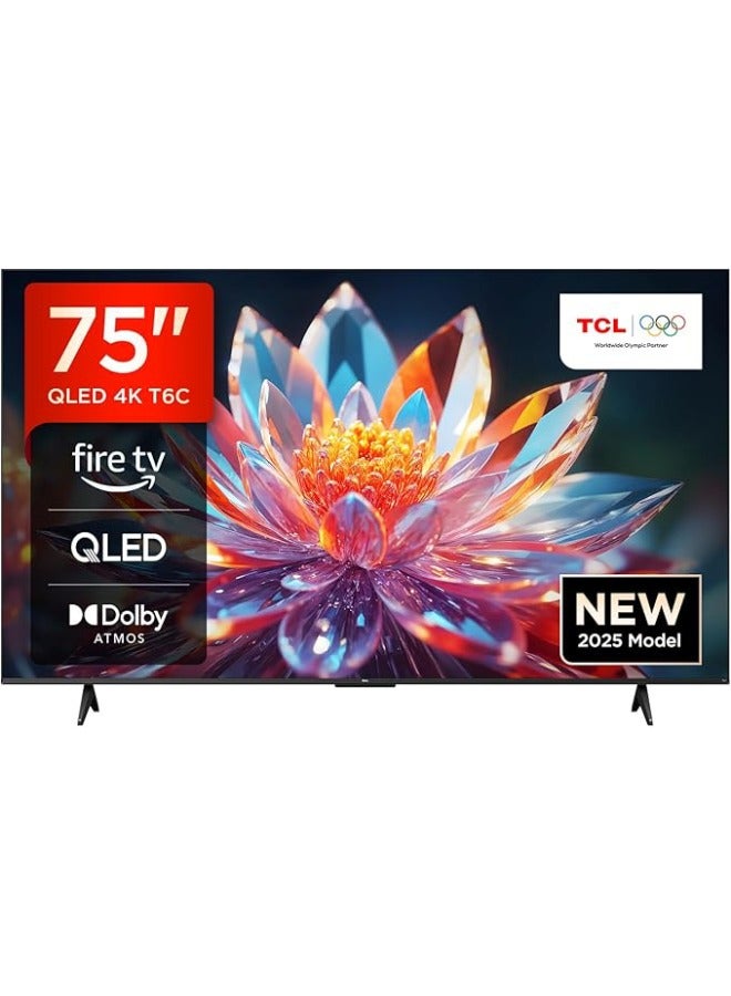 تي سي إل تلفزيون TCL 75T6C الذكي 75 بوصة، 4K QLED، شاشة كريستالية ملونة، HDR 10+، ألعاب، Google TV، Dolby Vision Atmos، DTS Virtual X، MEMC، التحكم الصوتي، Game Master بتصميم نحيف (موديل 2025) 75T6C - Image 1