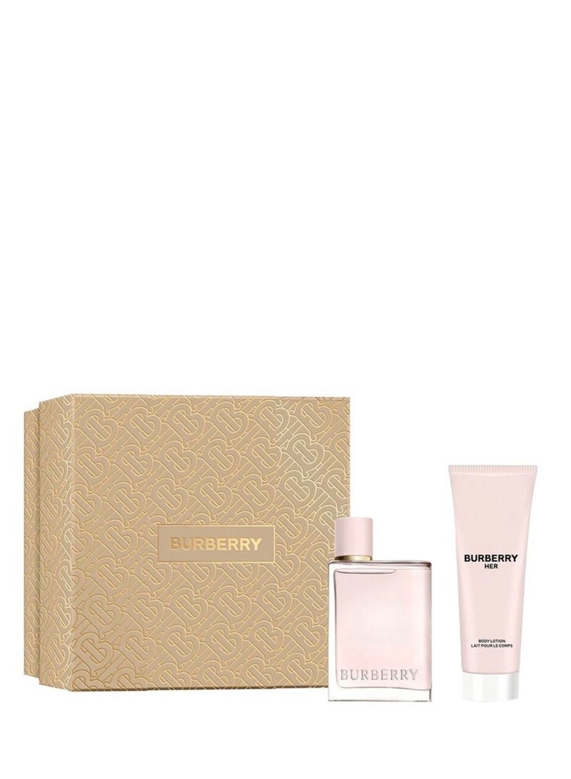 BURBERRY HER 2 Pieces Gift set EDP 50ml Spray + 75ml Body Lotion 1.7 FL Ozml  - Image 1