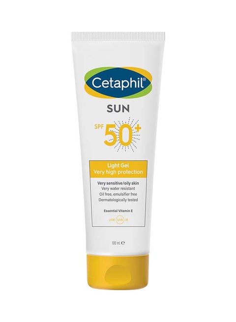 Sun Spf 50+ Gel, Sunscreen Face And Body For Men And Women, Oily And Very Sensitive Skin, Very Water Resistant, Unscented 100ml